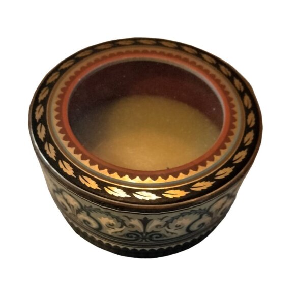 Punch Studio Trinket Gift Box Round Rococo Brown Cardboard Clear Window - Picture 9 of 11